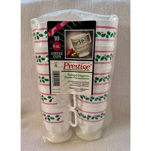 Vintage Prestige Plastic Holiday Holly Coffee Cups